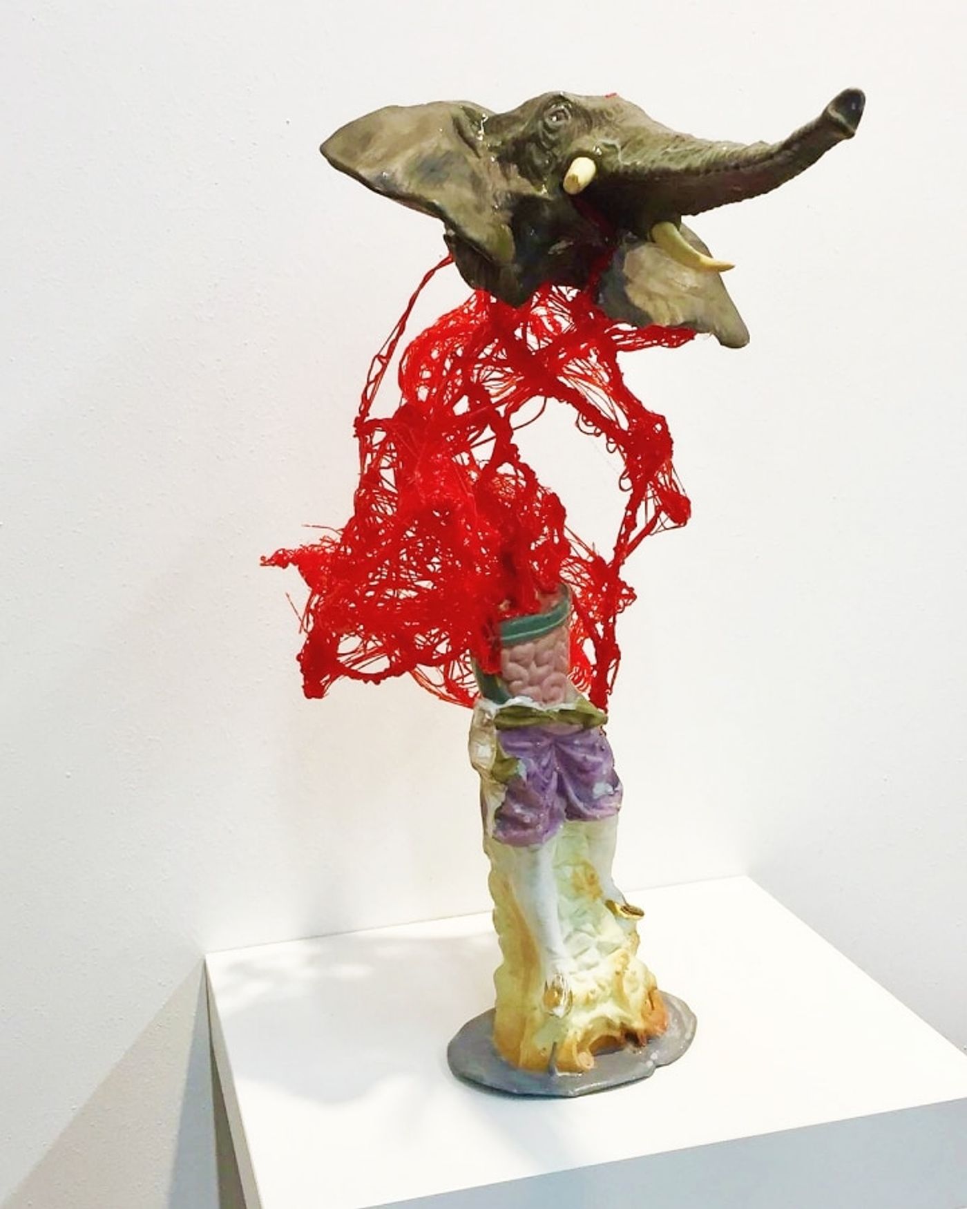 ELEPHANT MAN / 3D pen drawing, porcelain, mixed media, plastic / 2018