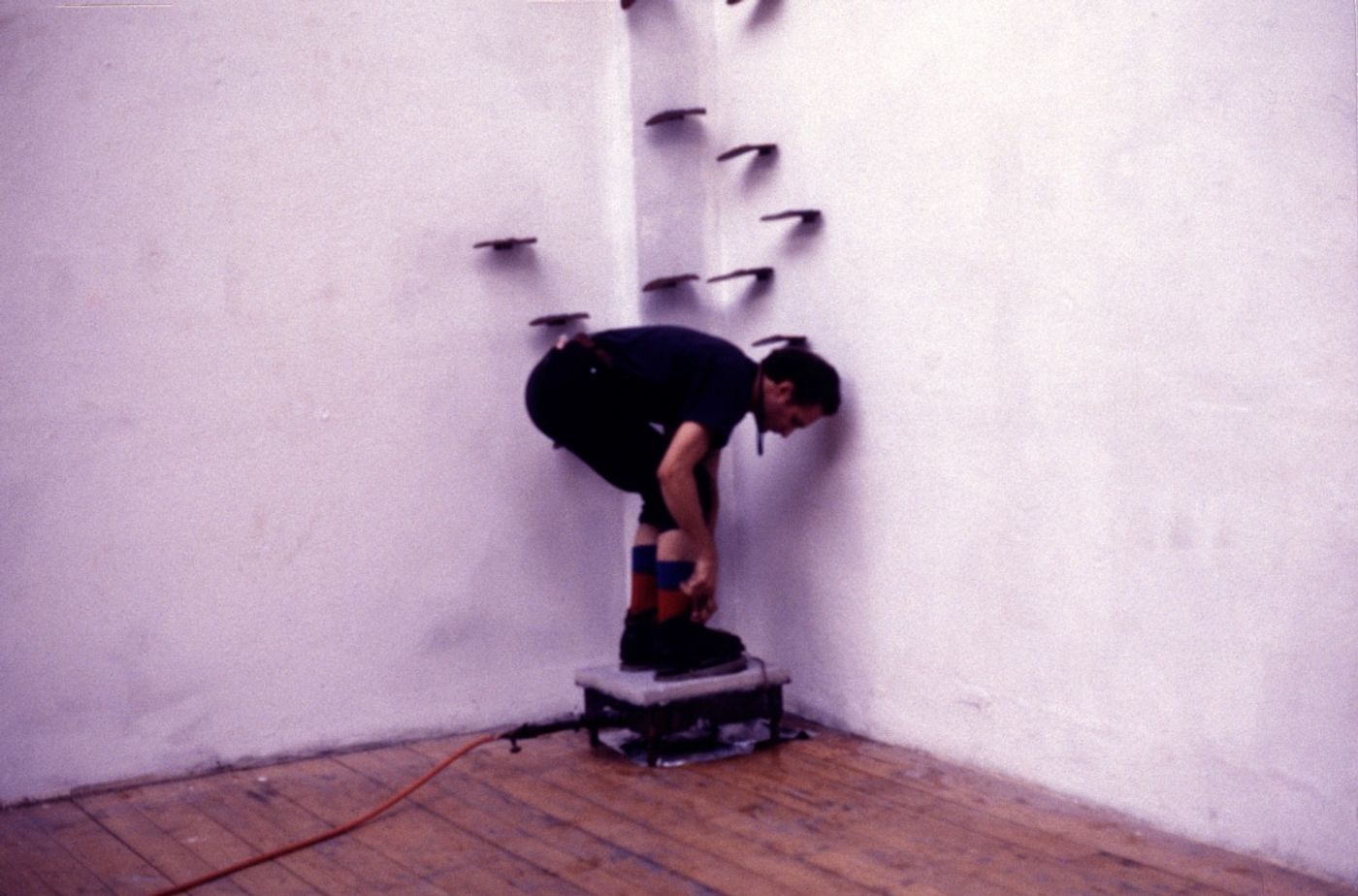 LANDSCAPE WITH INCIDENT_______bronze soled shoes heated to flash point / Oceaan Gallery Arnhem The Netherlands / 1993