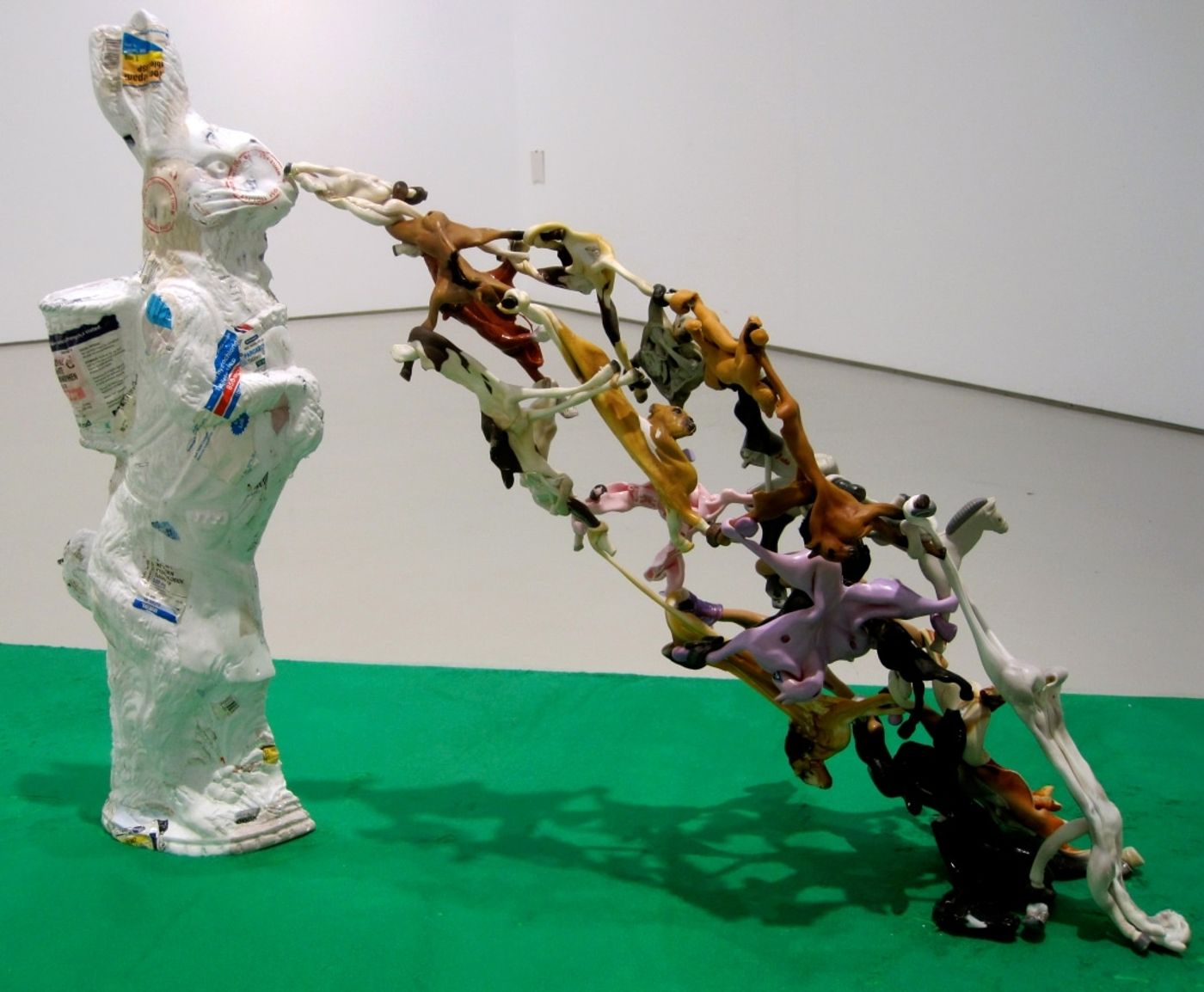 NAUSEA FROM THE SIDE EFFECTS SERIES_______62 x 82 x 25 cm / melted pill bottles and plastic horses