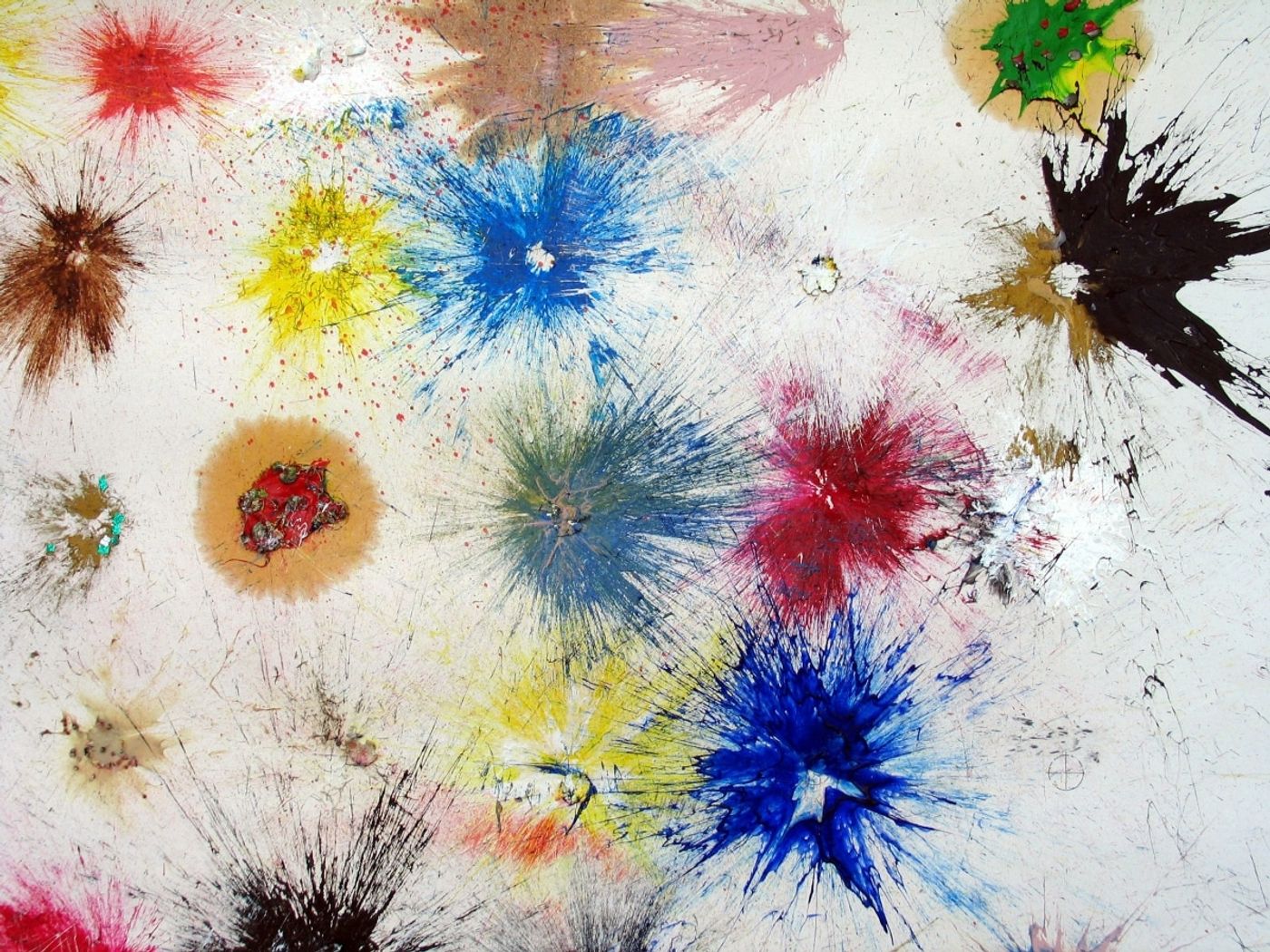 ALLERGY TEST. Ballistic Paintings Series_______paintball bullets filled with paint media and fired onto the paper / 90X90 cm / Detail