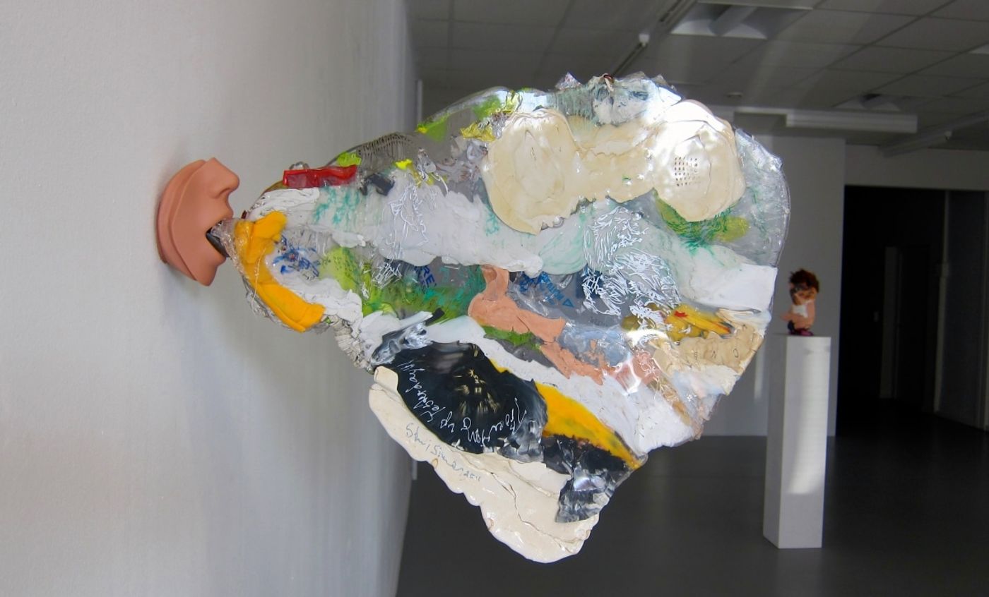 VOMITTING BETWEEN THE WALLS_______plastic, rubber / 42 x 52 x 7 cm / 2011
