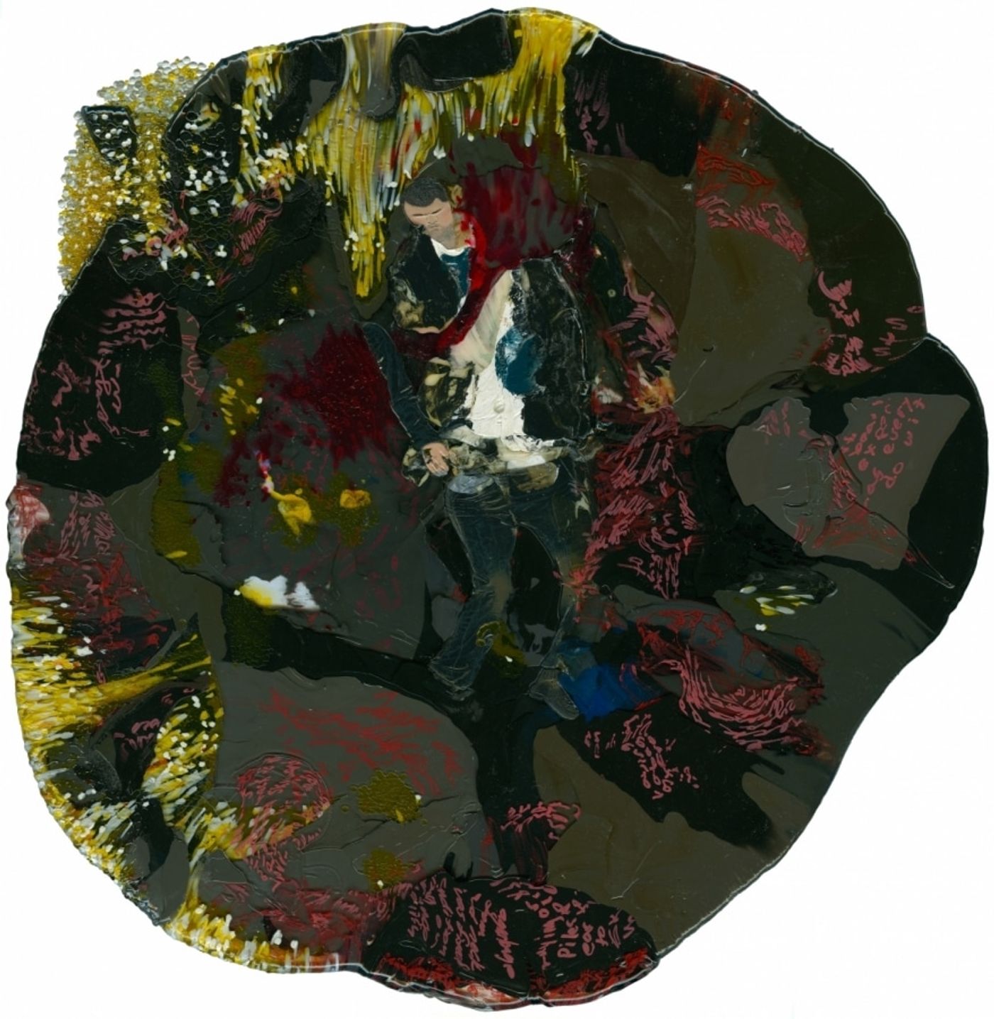 NIGHT TIME SPLIT FROM NECK TO NIPPLE_______heated and pressed mixed plastic / 42X45 cm/2008