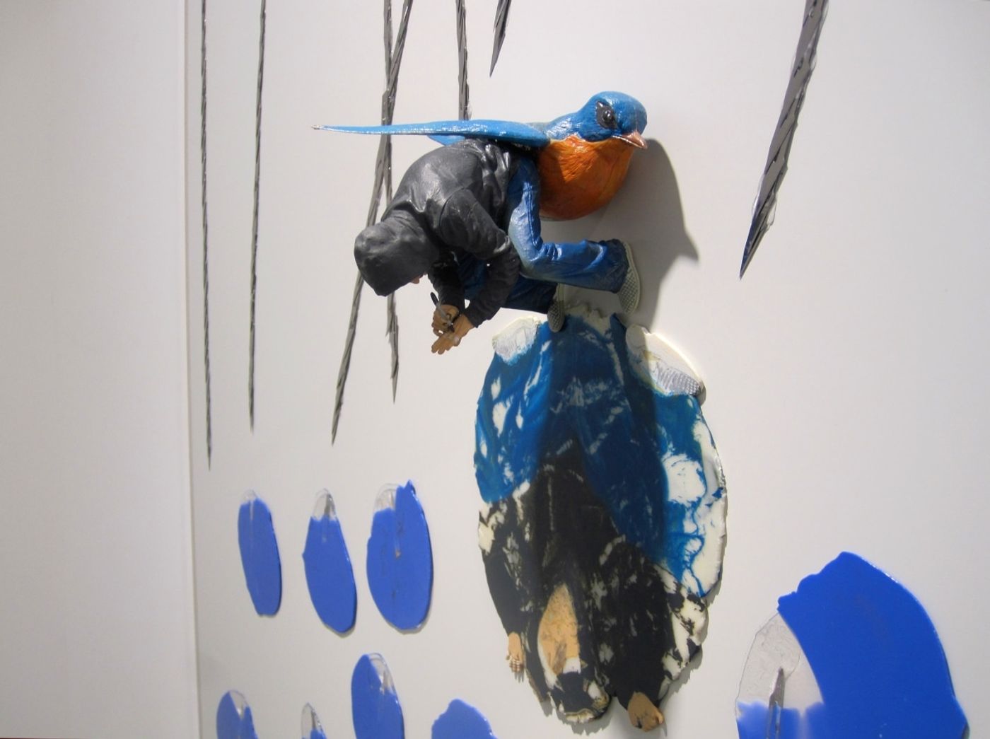 BLUE BIRD SYNDROME: TWILIGHT_______90 x 122 cm, scalpel blades, melted plastic on aluminum composite panel / Detail
