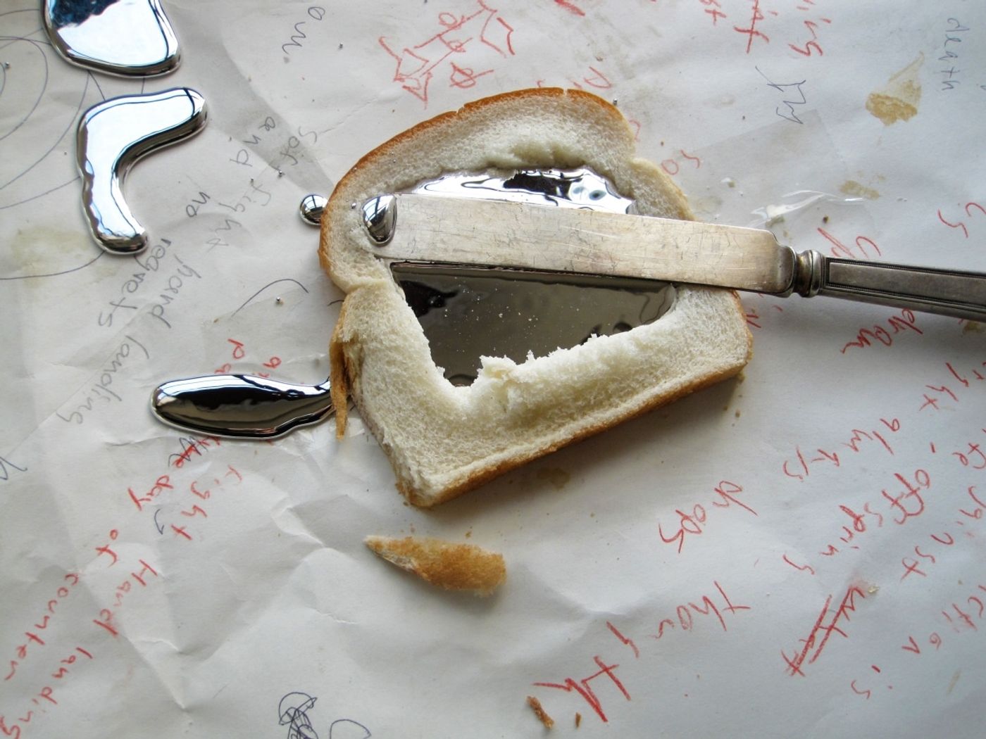 MERCURY FOR BREAKFAST_______mercury, bread / installation 2018