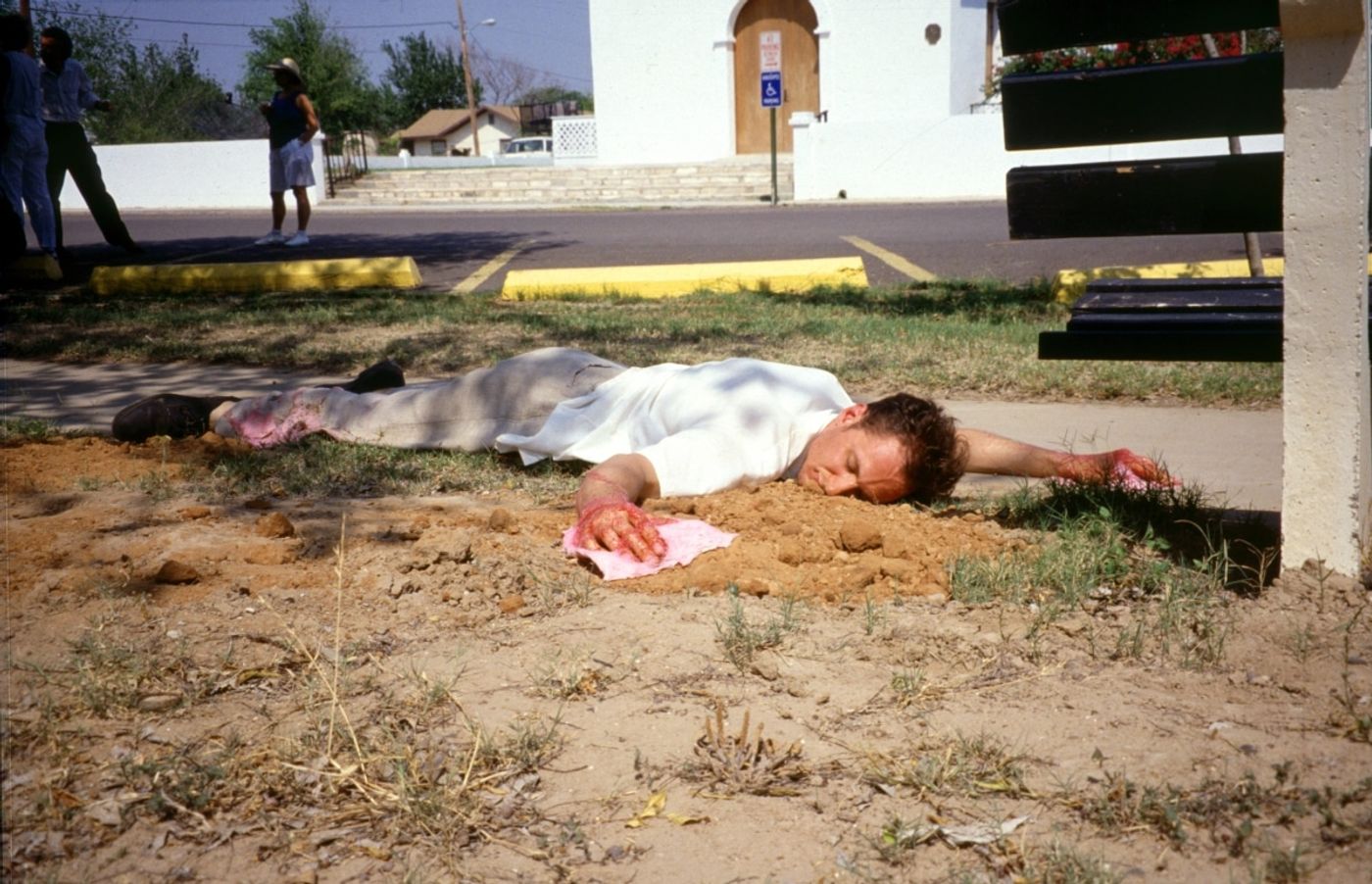BANDAGED_______performance, cotton candy machine / 1995 / San Ygnacio Texas