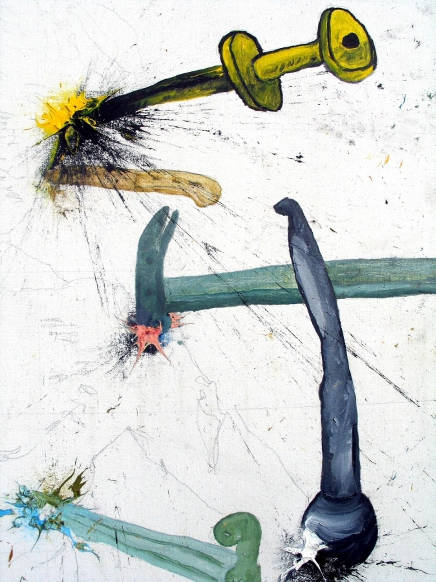 LEAVE ME THE WOUNDS OF COLOR. Ballistic Paintings Series_______paintball bullets filled with paint media and fired onto the canvas / 80X150cm / Detail