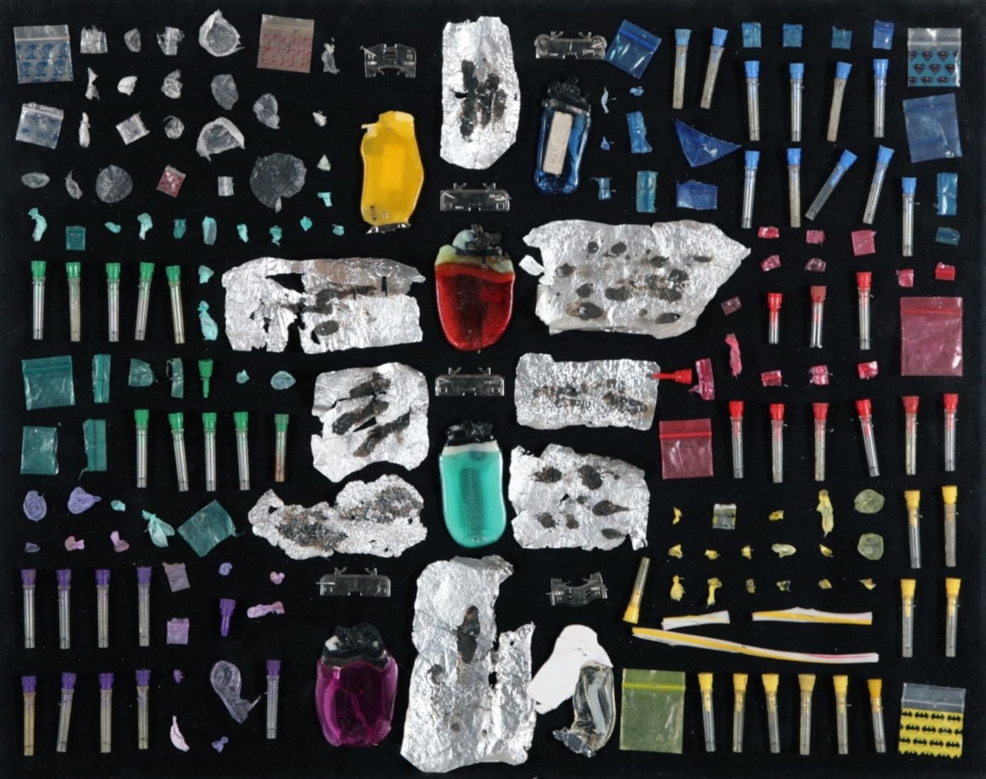 MOTH COLLECTION_______debris from heroin and crack use / various sizes / 2011