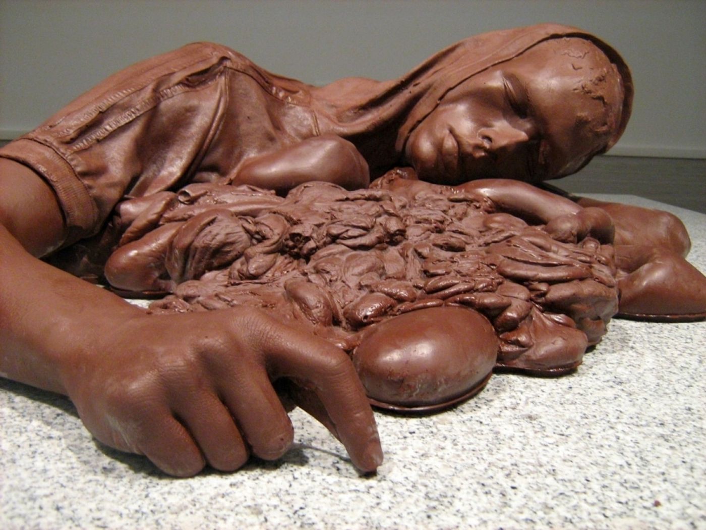 ON THE ROAD TO HEAVEN THE HIGHWAY TO HELL _______remnants of the suicide bomber / chocolate / 75X30X88 cm / 2008