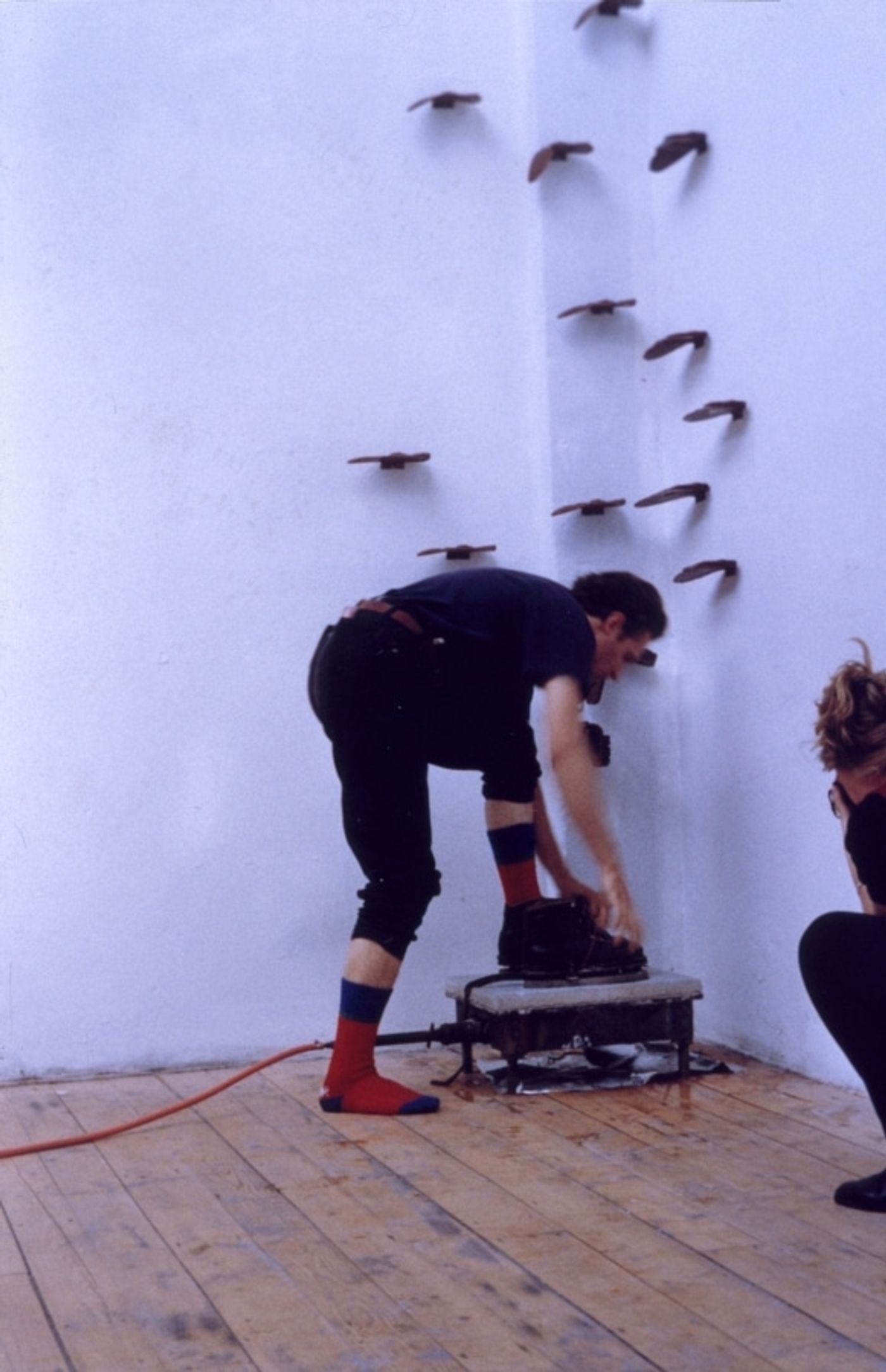 LANDSCAPE WITH INCIDENT_______bronze soled shoes heated to flash point / Oceaan Gallery Arnhem The Netherlands / 1993