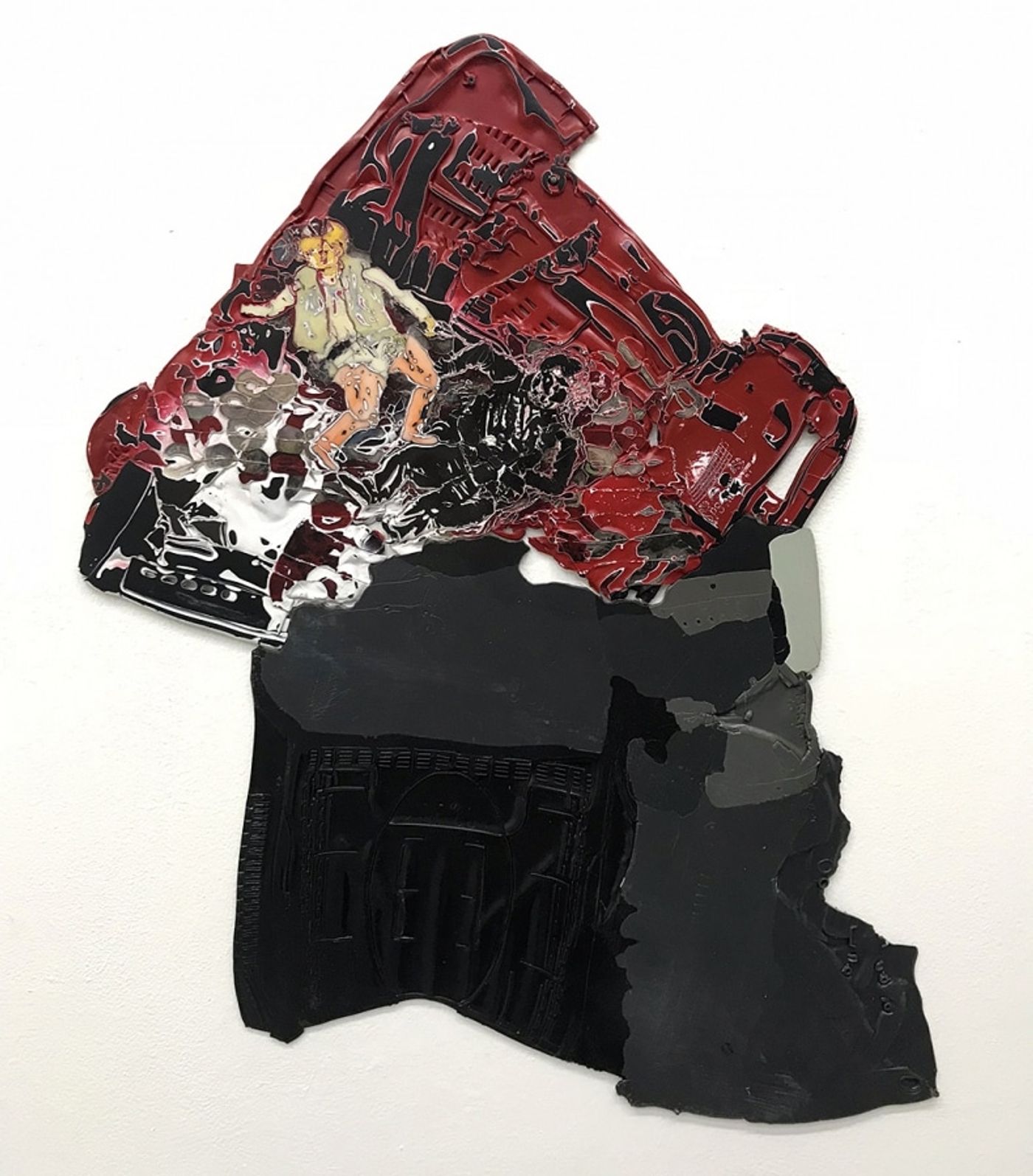 FOSSILIZED PAVEMENT BATTLE / 82 X 72 cm / mixed media, plastic / 2018
