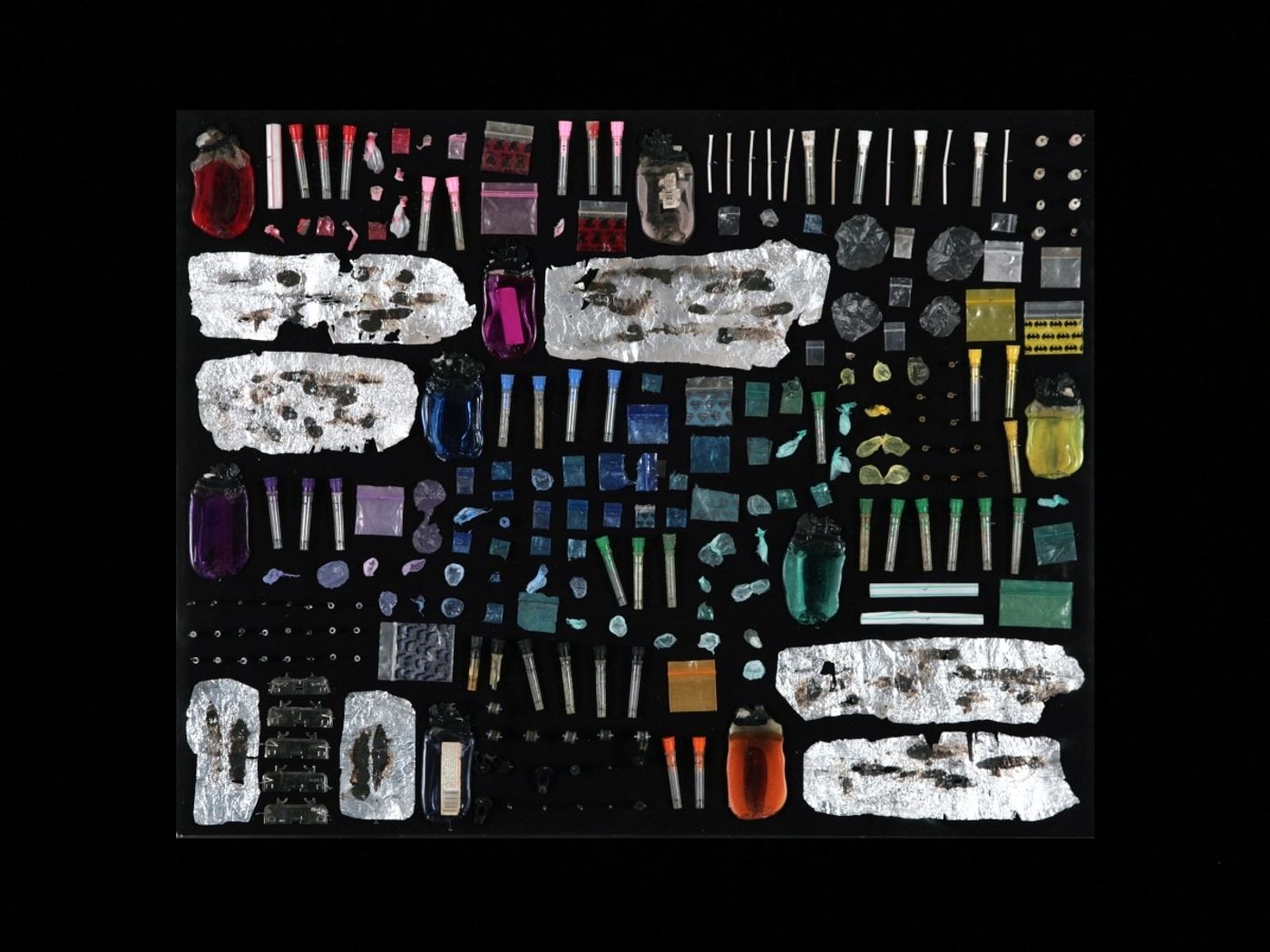 MOTH COLLECTION_______debris from heroin and crack use / various sizes / 2011