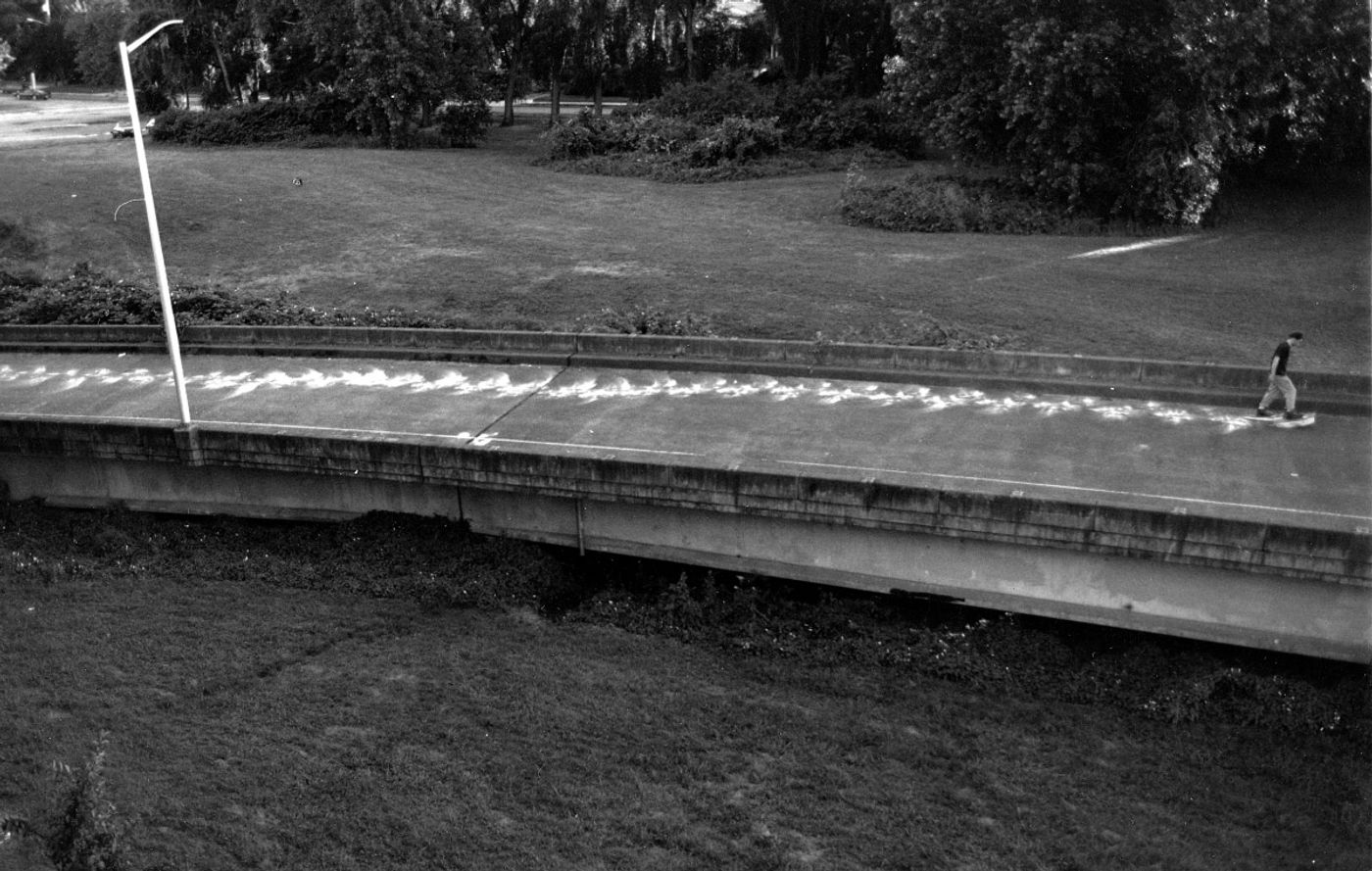 SNOWSHOES_______ an ongoing performance, snowshoes containing white flour are leaving marks while walking in different cities / SEATTLE / 1990 —
