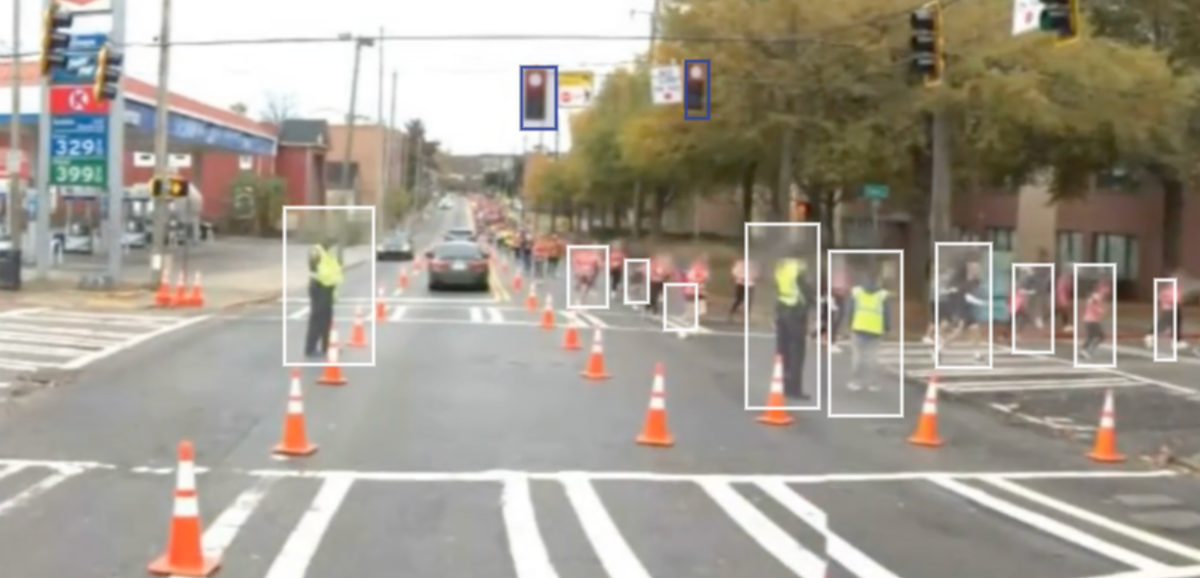 Figure 3a: First pass by the first annotator who missed the traffic lights that are not facing the camera. (Image from Waymo Open Dataset [17])