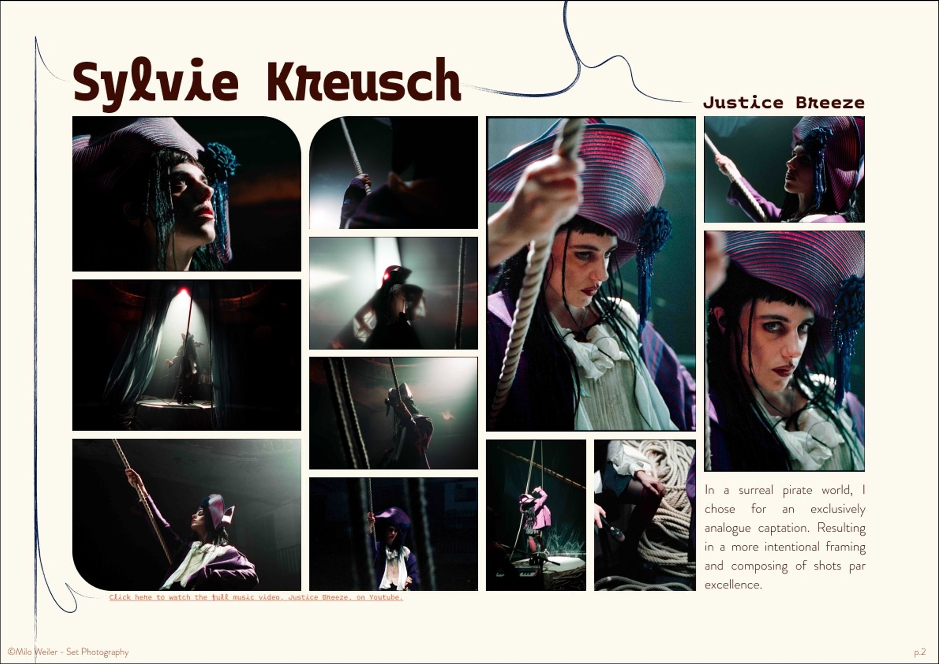 Page unique du portfolio de Milo Weiler présentant des photos du film "What Remains"