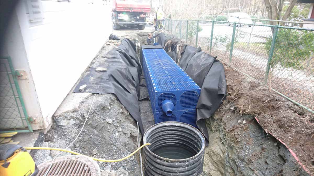 Overvannskassetter graves ned