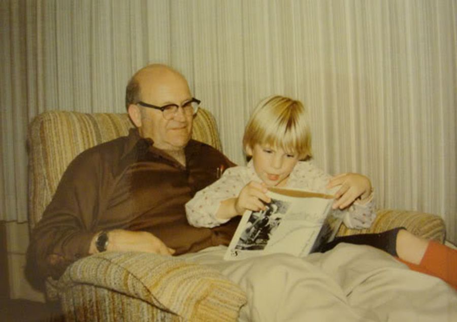 Reading with my grandpa