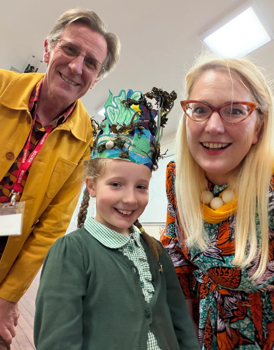 Pupil with a handmade Seawig, inspire by 'Oliver and the Seawigs' by Philip Reeve and Sarah McIntyre