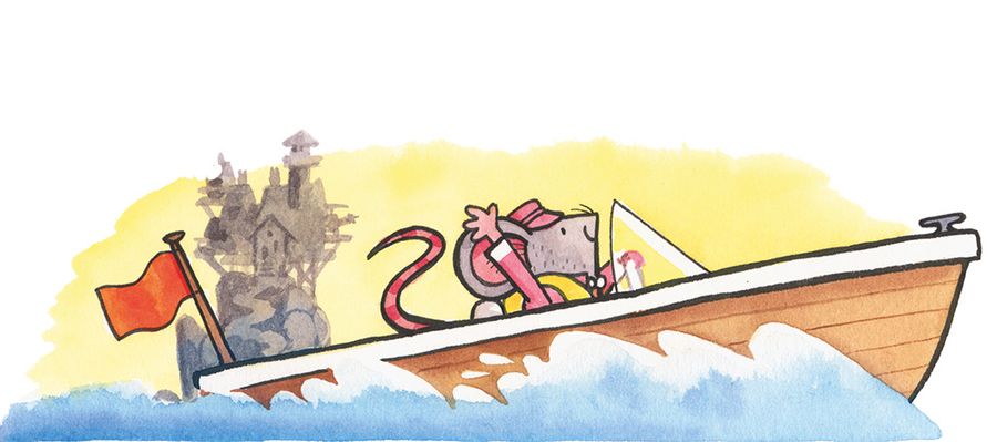 Pedro in a speedboat