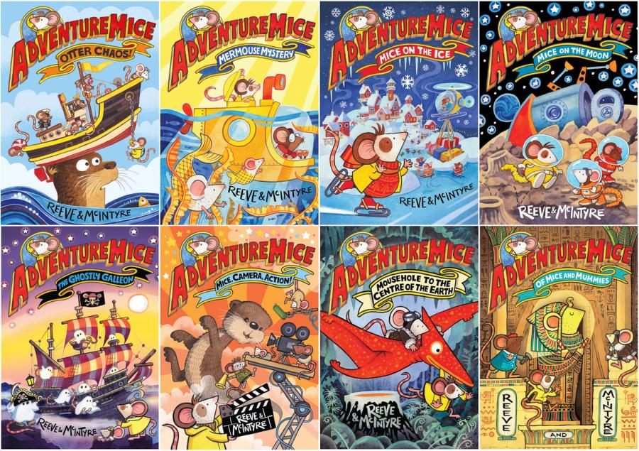 The first eight books of the Adventuremice series by Philip Reeve and Sarah McIntyre