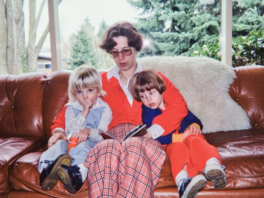 reading with a friend and her mother