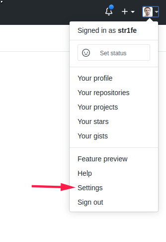 Click your top right user avatar and select settings