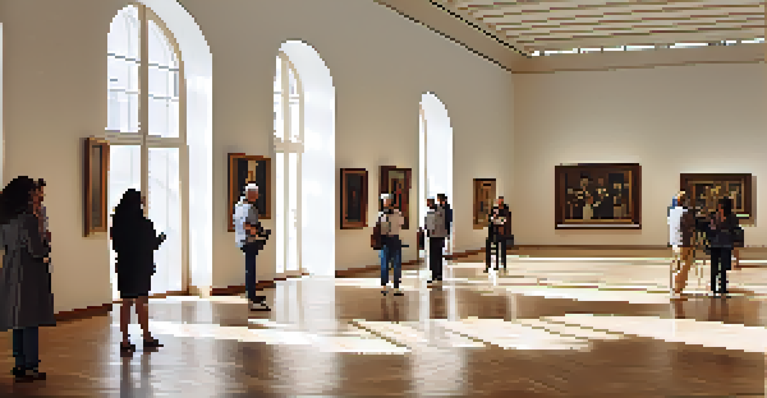 Interior view of Museu Picasso showcasing early works of Picasso, with visitors admiring the art in a serene environment.