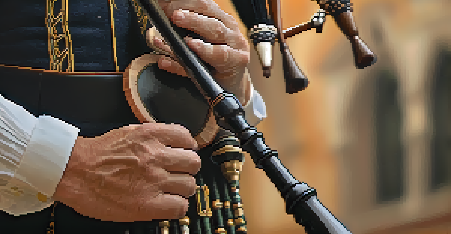 A musician playing the gaita, showcasing the intricate details of the instrument in a warm, inviting setting.