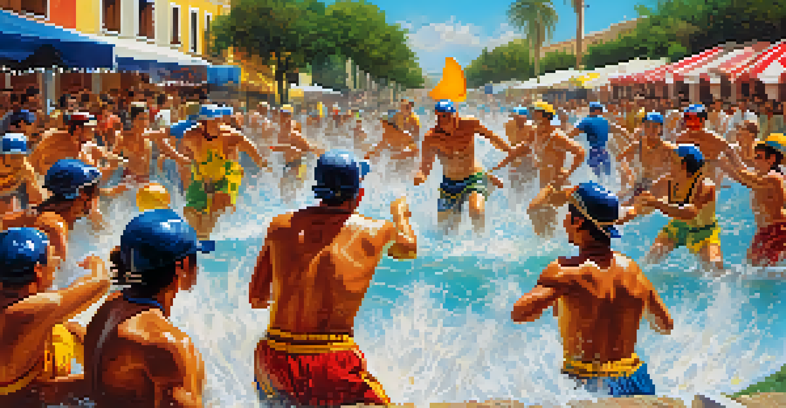 Participants enjoying traditional water games at the Juegos del Agua festival in Valencia.