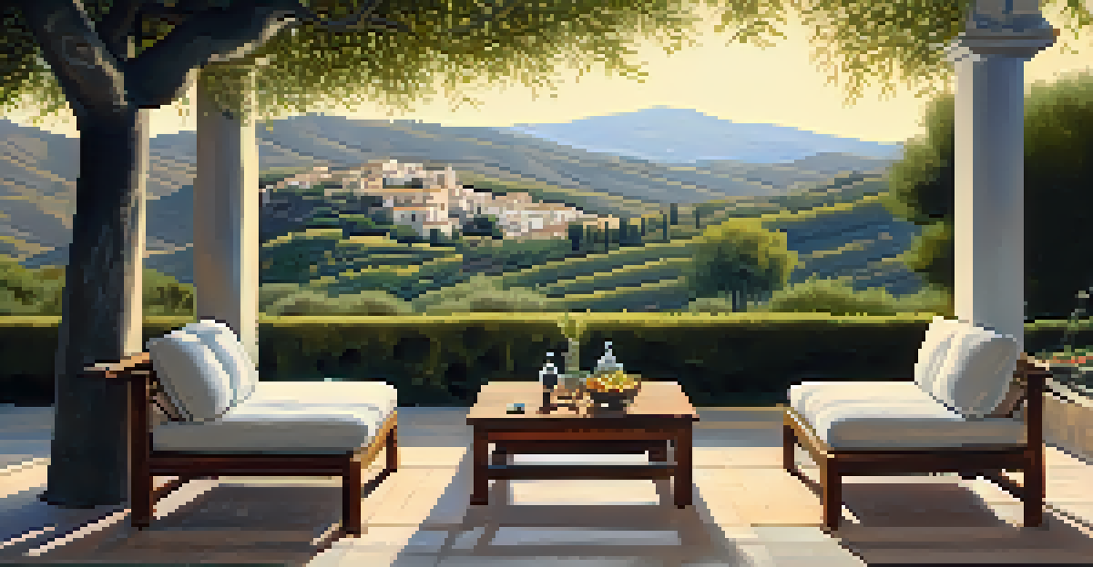 A peaceful outdoor meditation area at La Roca in Andalusia surrounded by nature.