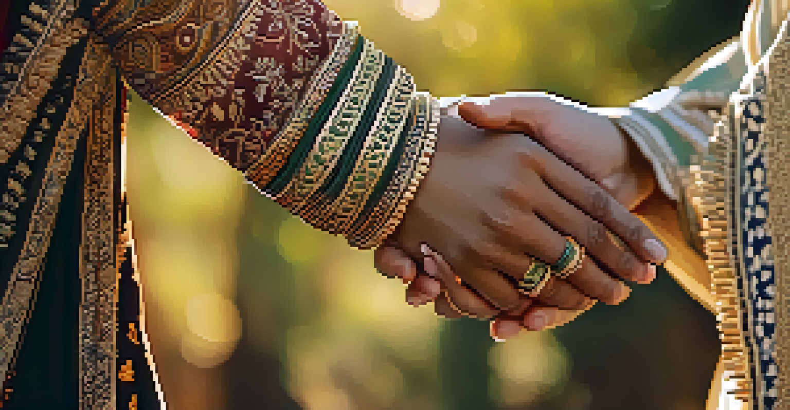 A close-up of hands holding each other during the Sardana dance, emphasizing traditional attire and the sense of unity.