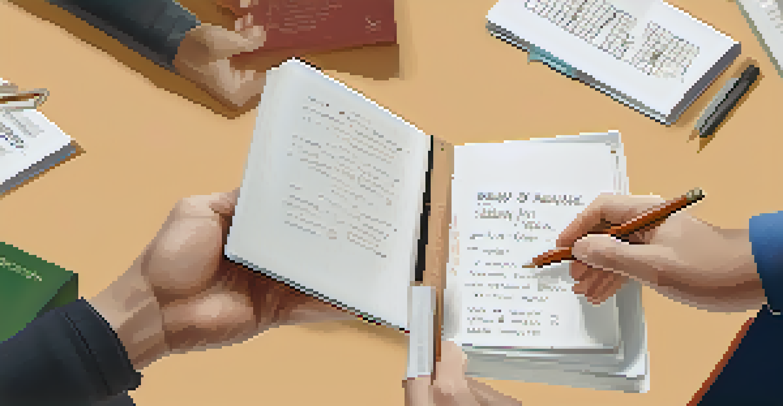 Close-up of hands exchanging language learning materials, including a notebook filled with Spanish notes and a vocabulary flashcard at a language exchange meetup.