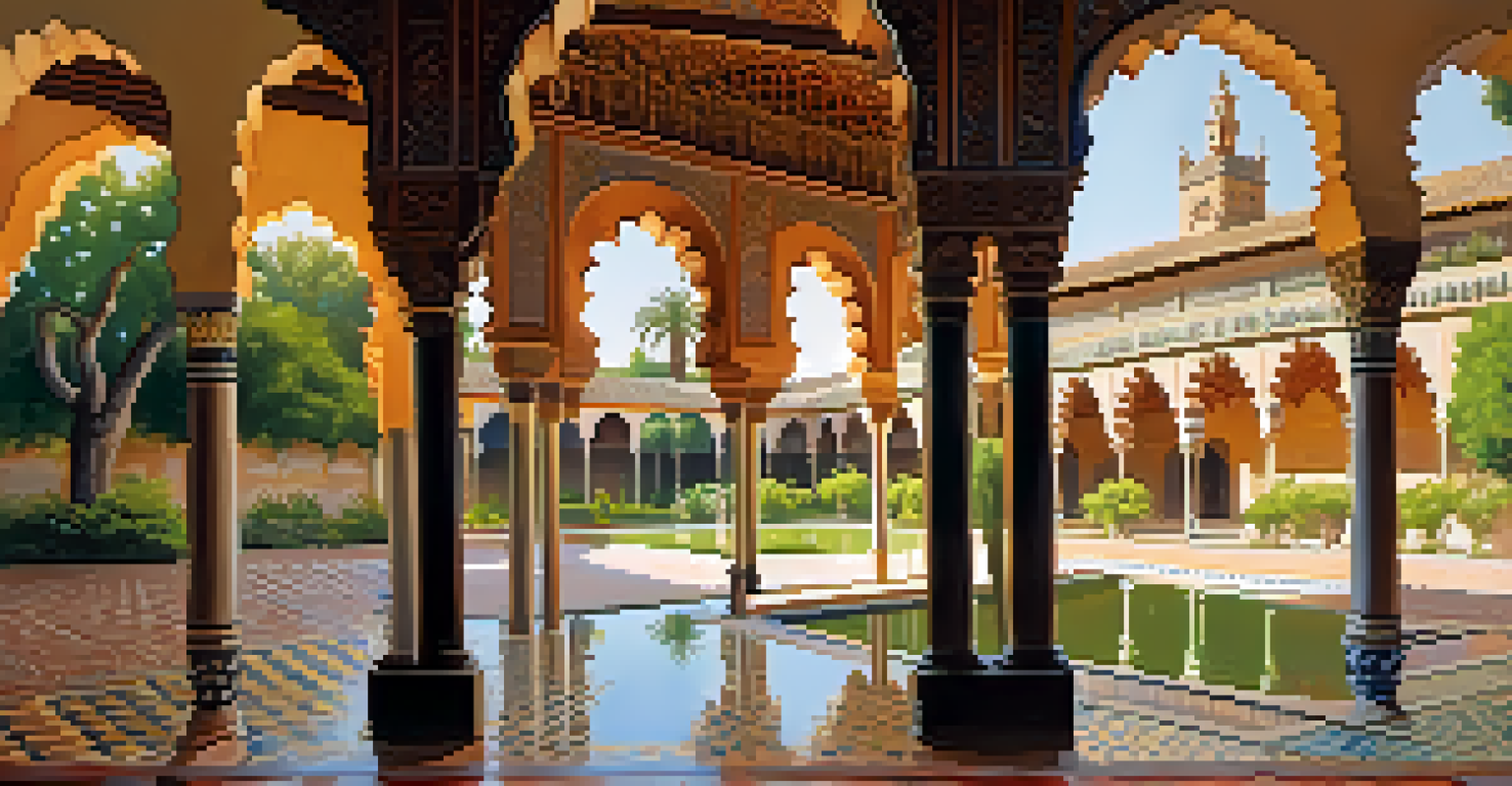 The Alcázar of Seville showcasing its architectural details with gardens and sunlight.