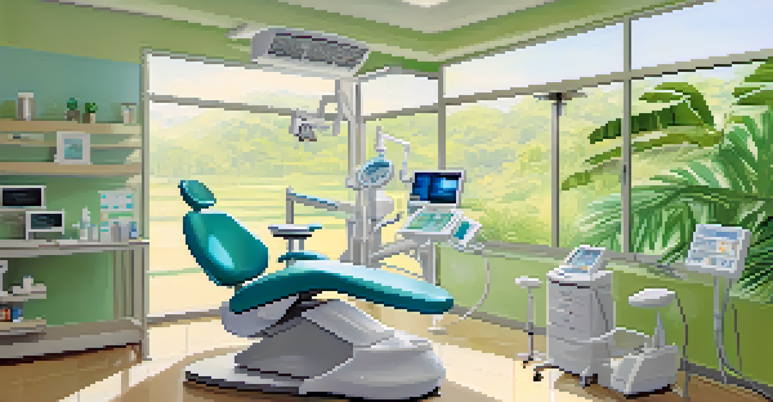 A modern dental clinic in Costa Rica with a dentist consulting a patient in a bright, airy room.