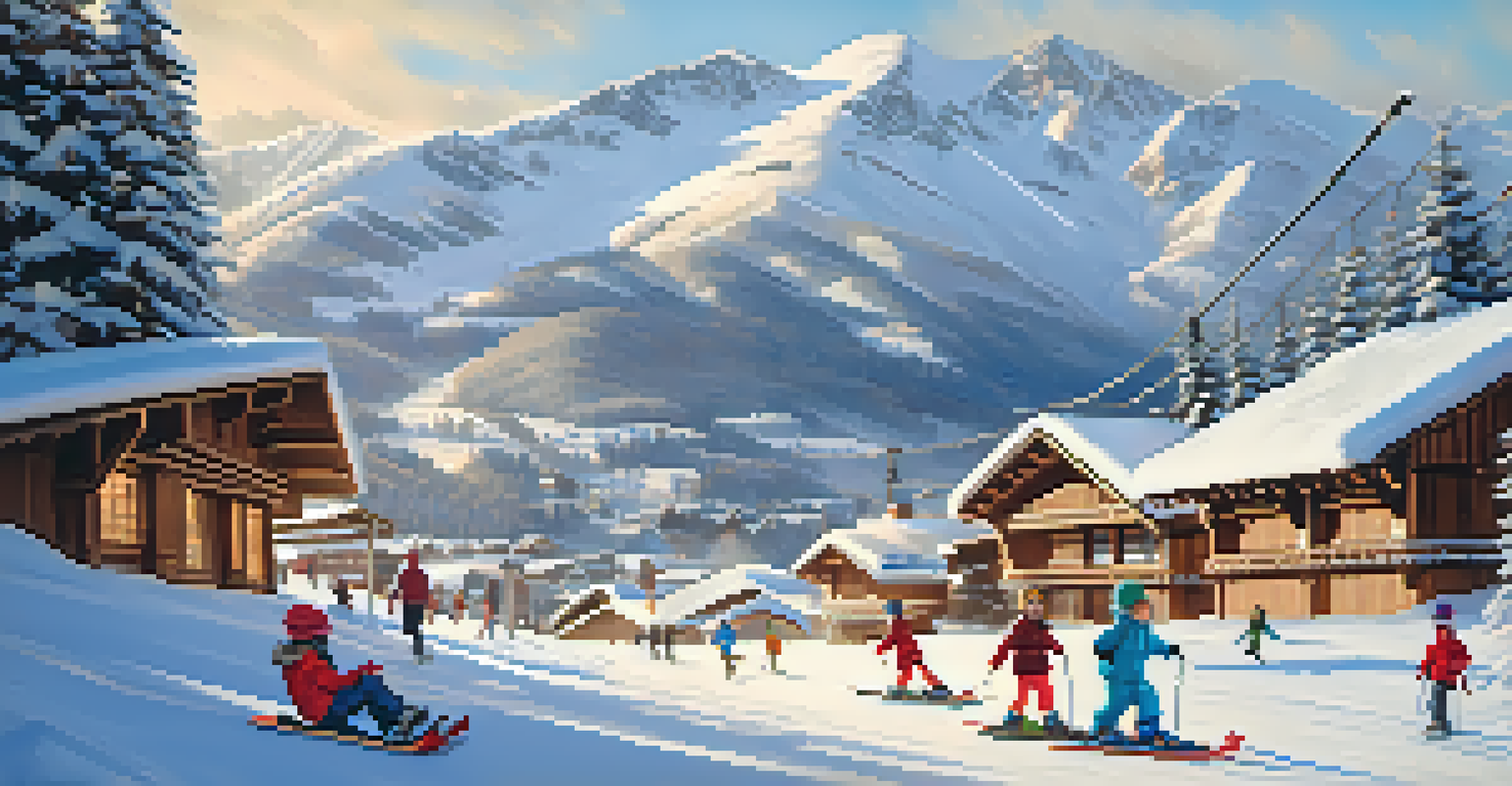 Children playing in a snow park at Baqueira Beret, enjoying toboggan runs with snowy mountains in the background.