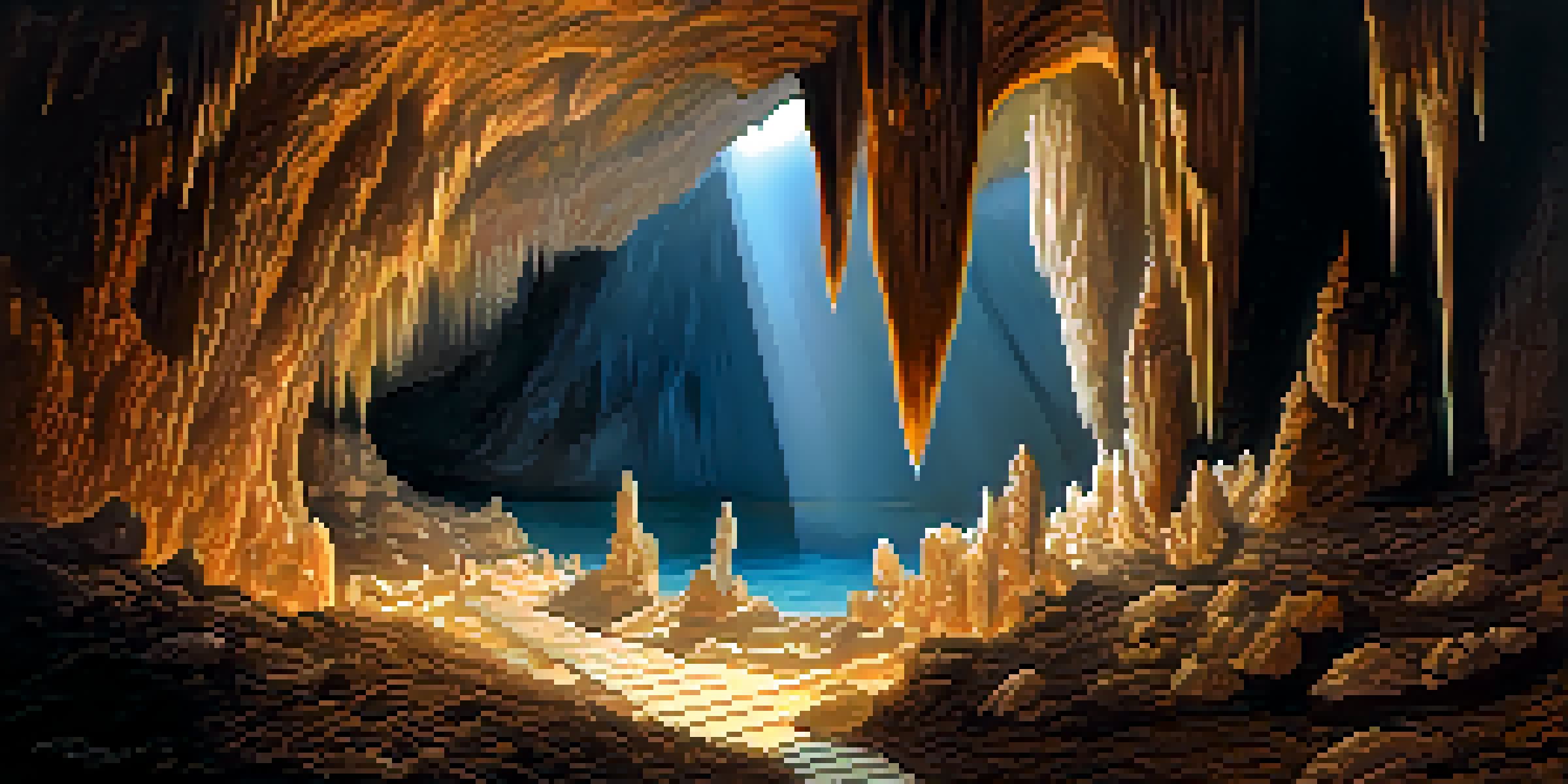 An interior view of Cueva de Nerja with stunning stalactites and illuminated pathways.
