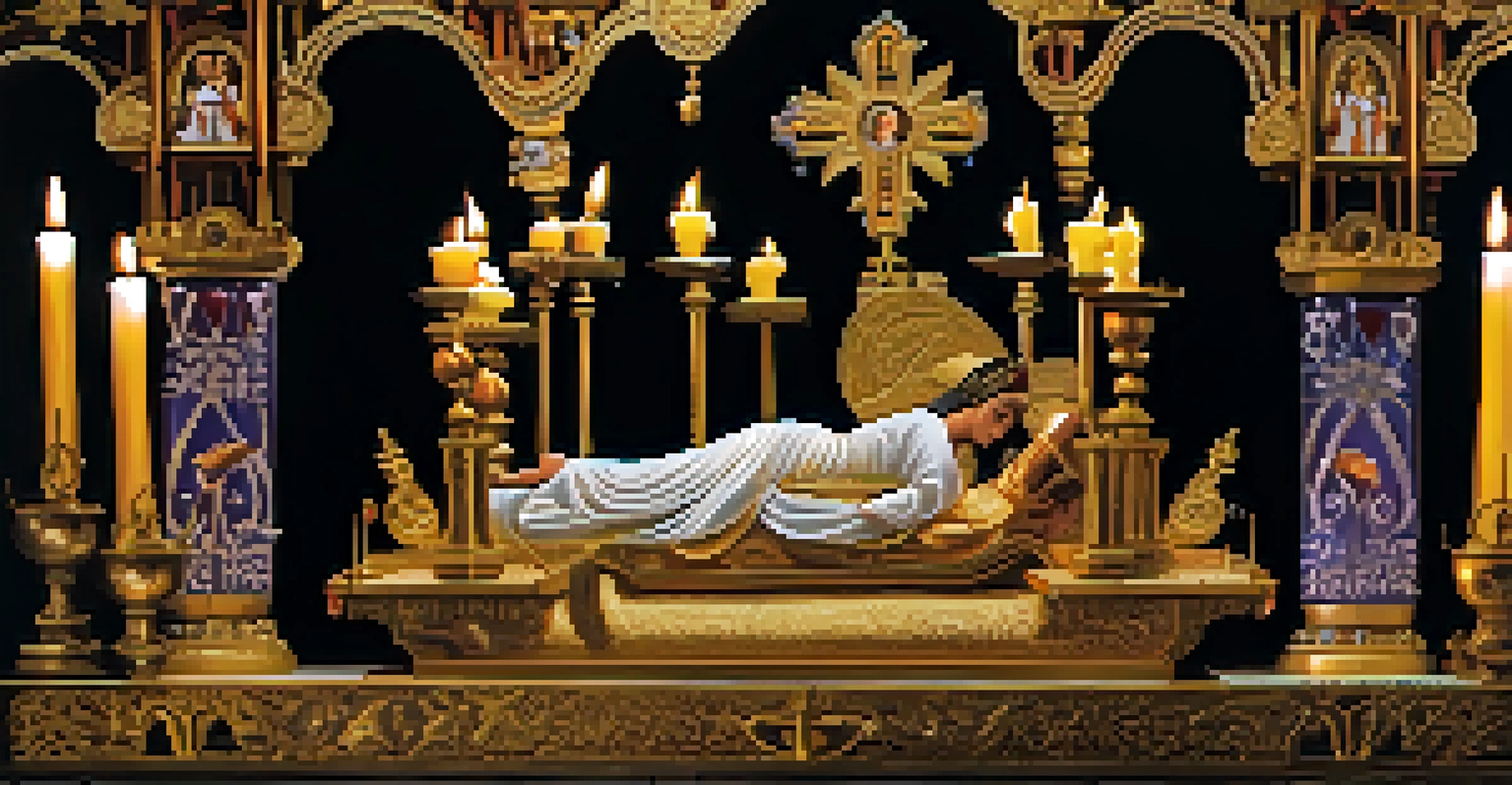 An intricately designed paso float from Semana Santa, decorated with flowers and illuminated by candles.