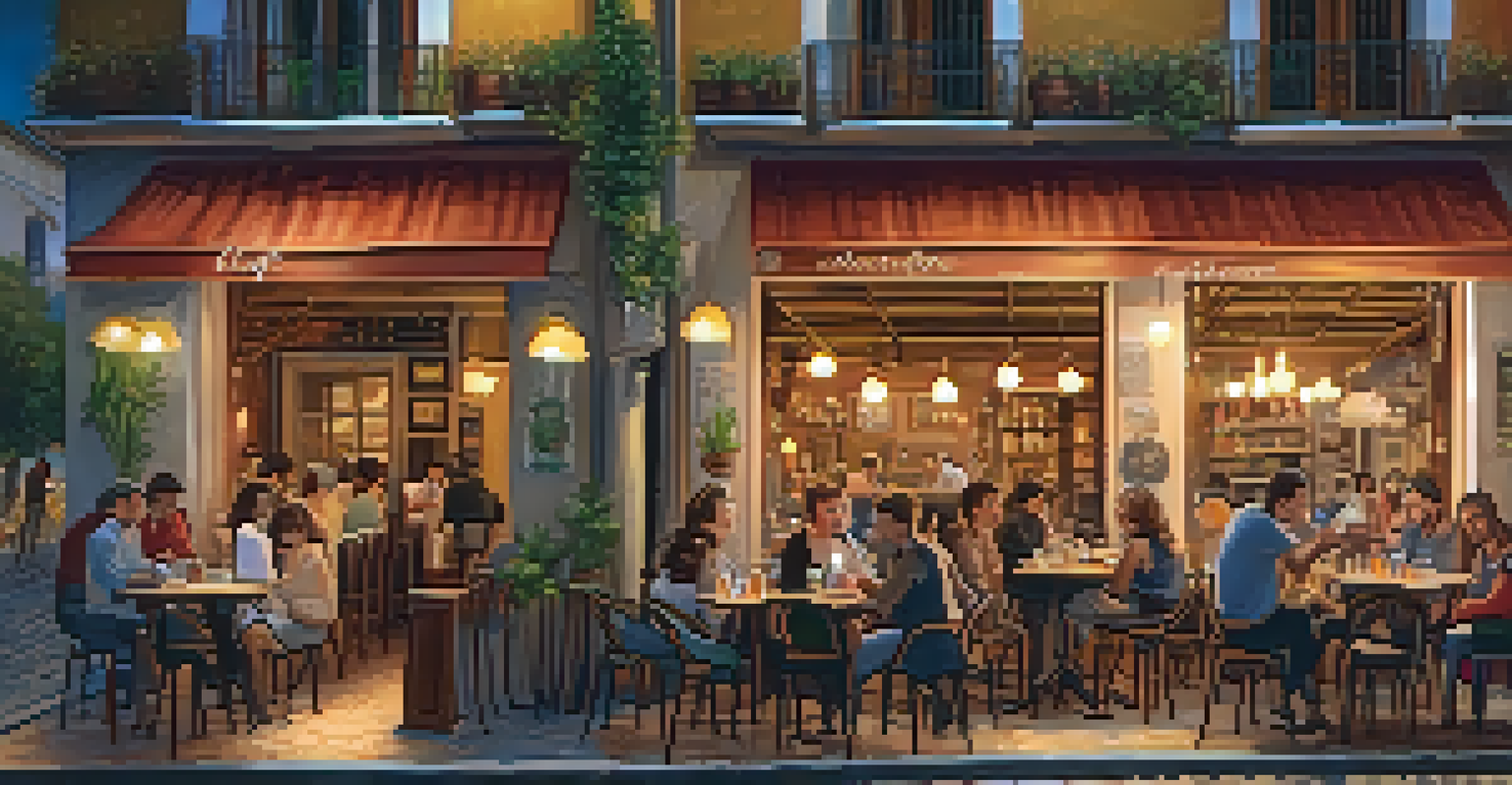 A lively café in Granada's Albayzín district with guests enjoying desserts and live music in a cozy atmosphere.