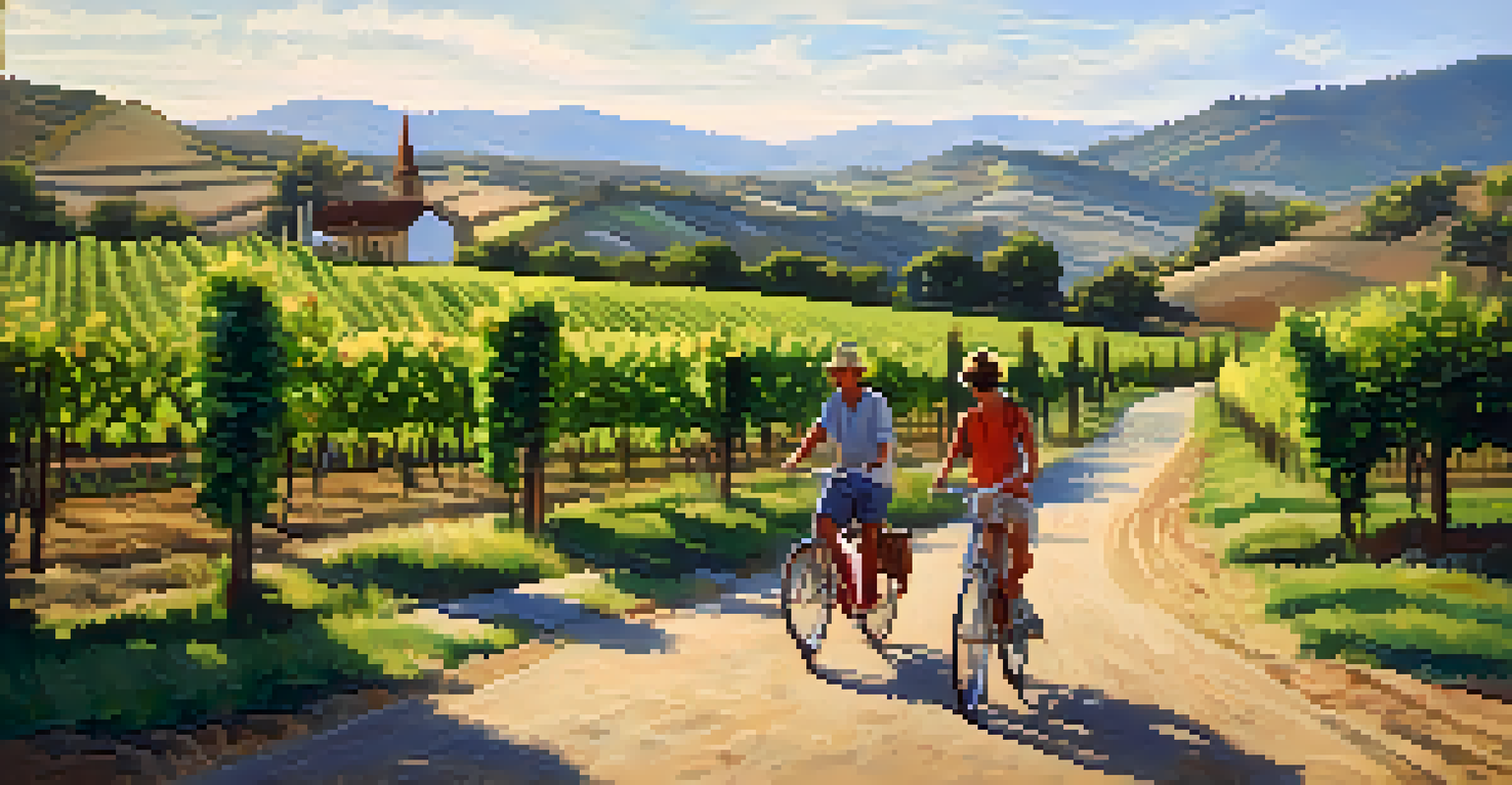 A family having a picnic in a vineyard in La Rioja while enjoying a leisurely bike ride.