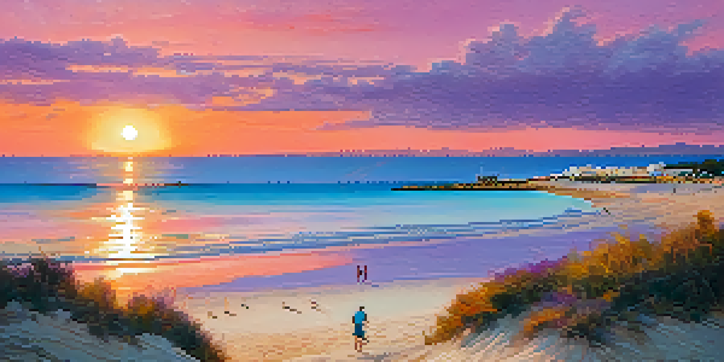 A beautiful sunset over the tranquil beaches of Formentera with soft sands and turquoise waters.