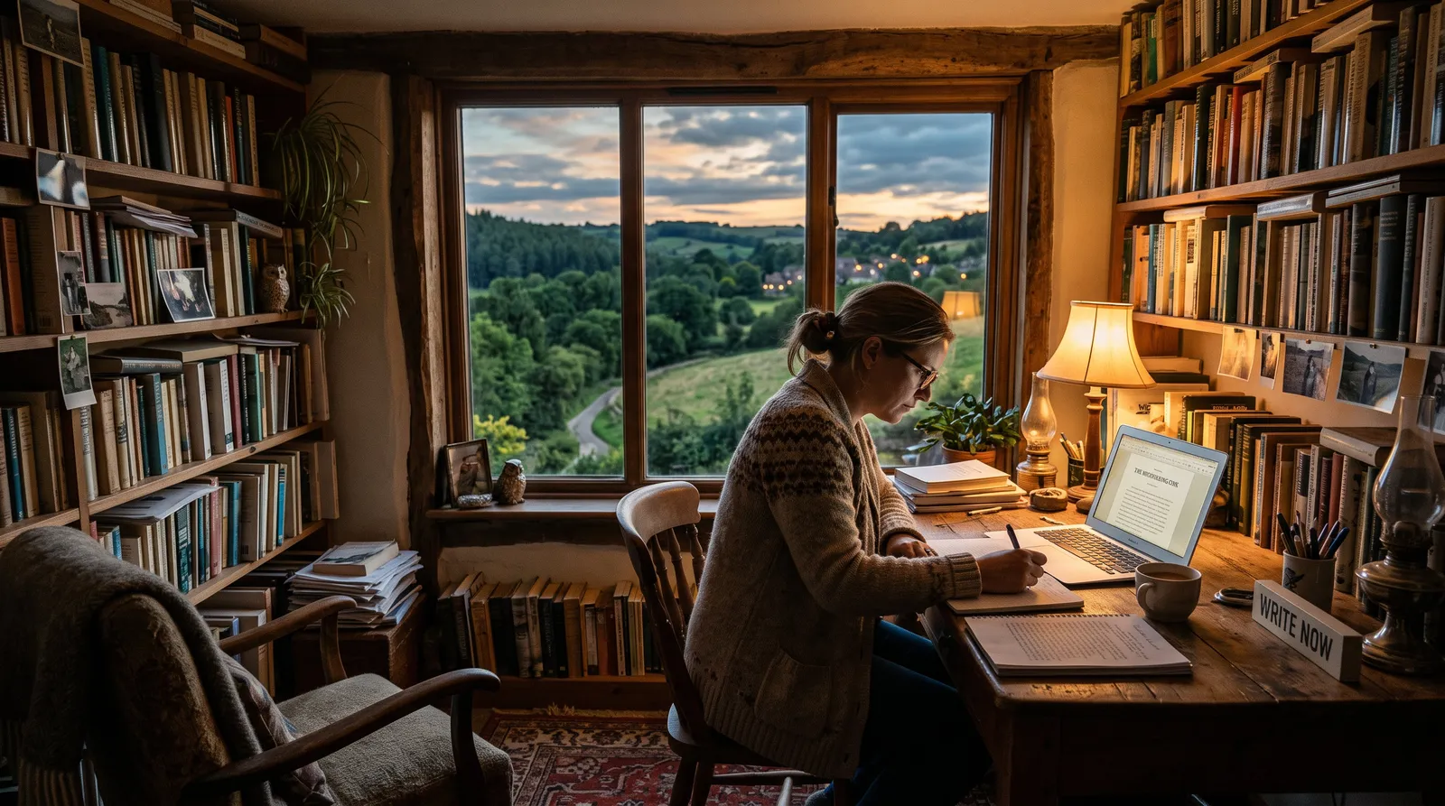 writer in home office