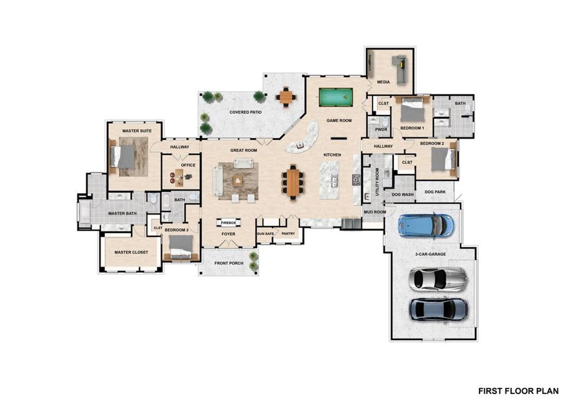 Transitional Farmhouse with Gameroom floor plan blueprint