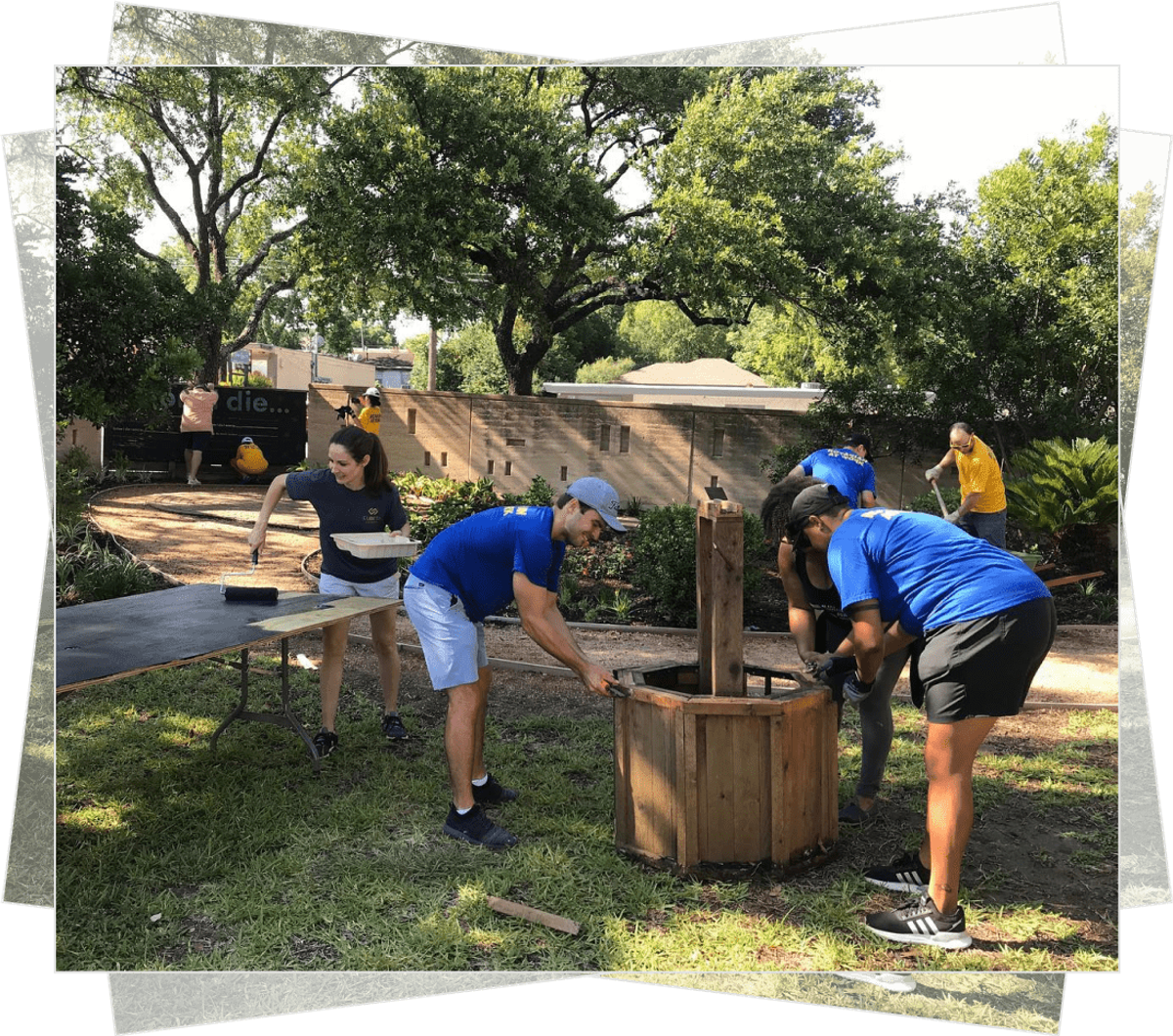 Rotarians at work on a service project