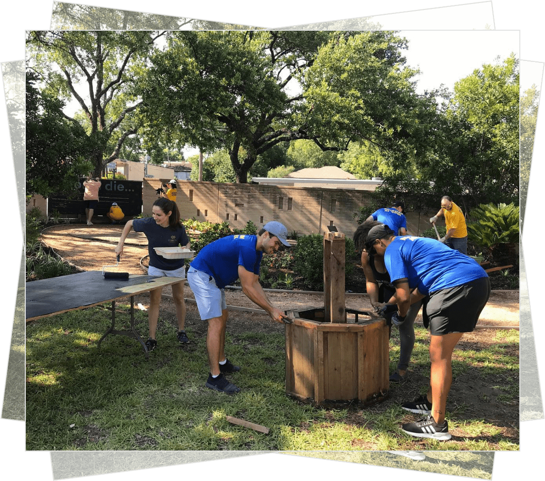 Rotarians at work on a service project