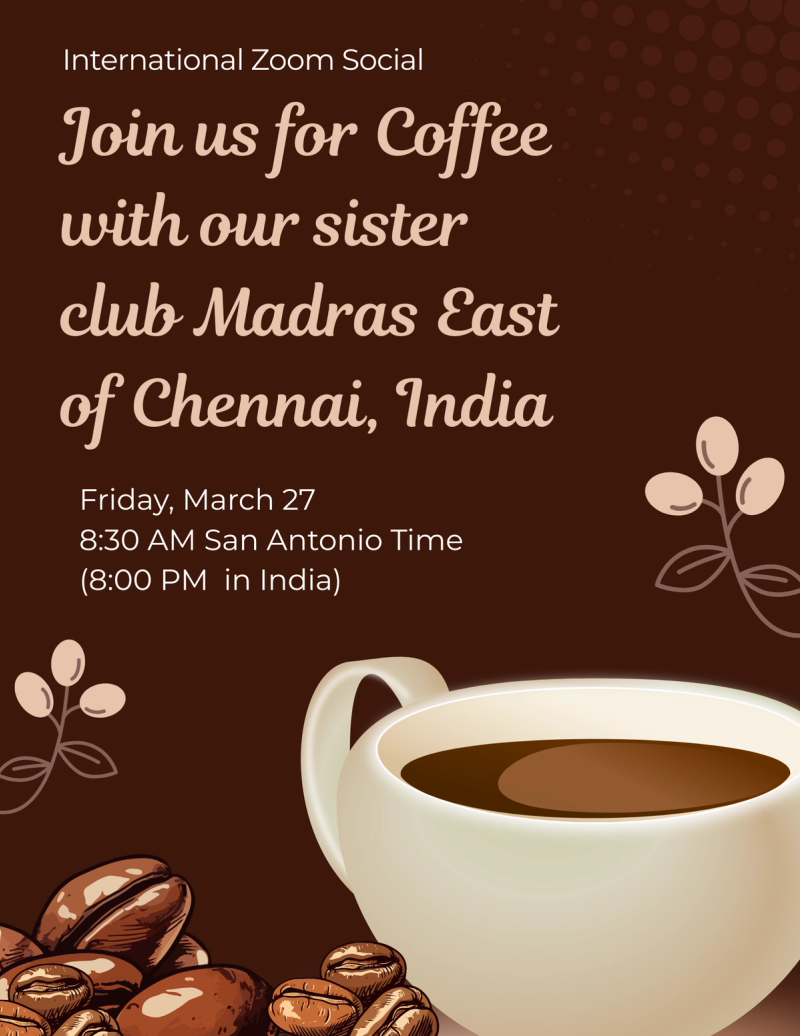 International Zoom Social: Coffee with Madras East of Chennai, India
