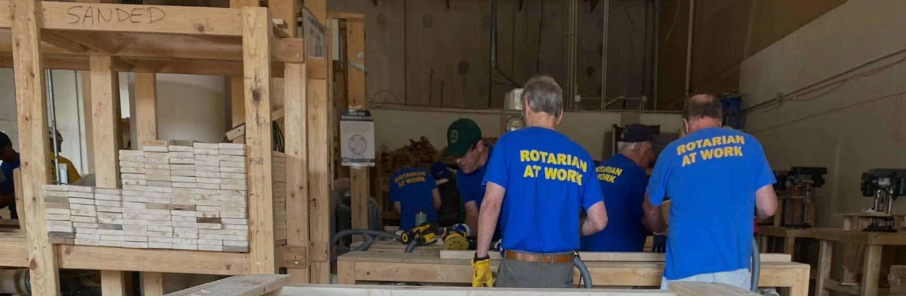 Volunteers building bunk beds for Sleep In Heavenly Peace