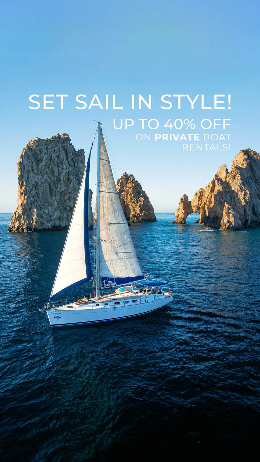 Enjoy a luxurious boat rental in Los Cabos, cruising the stunning waters and breathtaking coastal views.