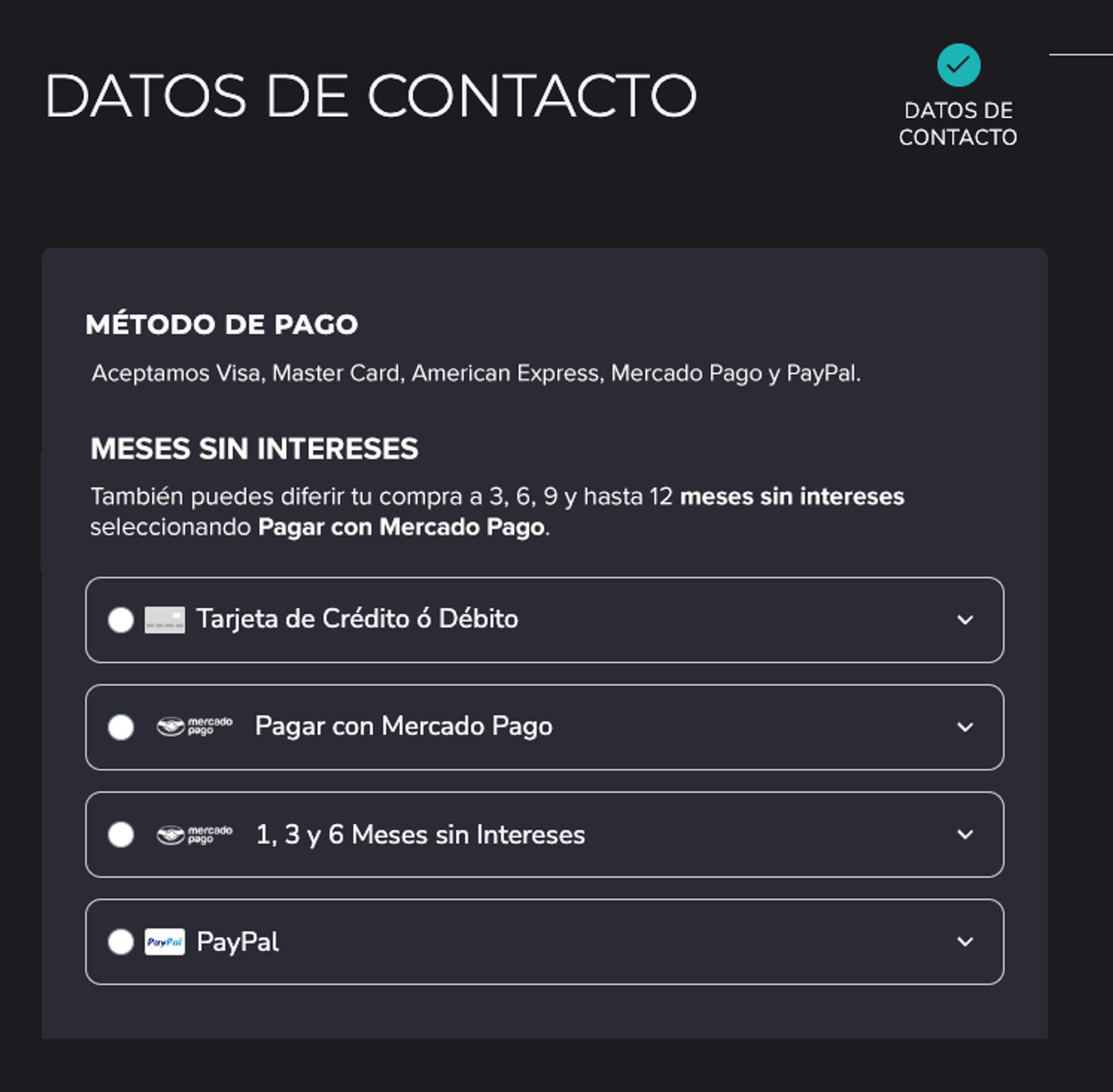 Para pagar a meses sin intereses da click al botón Mercado pago