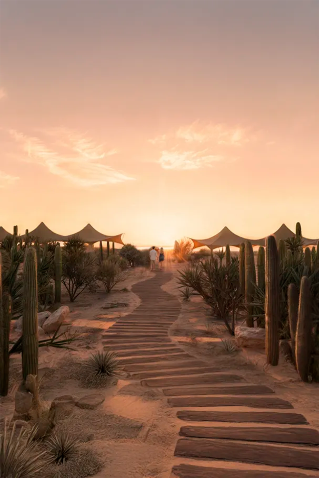 Tierra Sagrada deck at sunset
