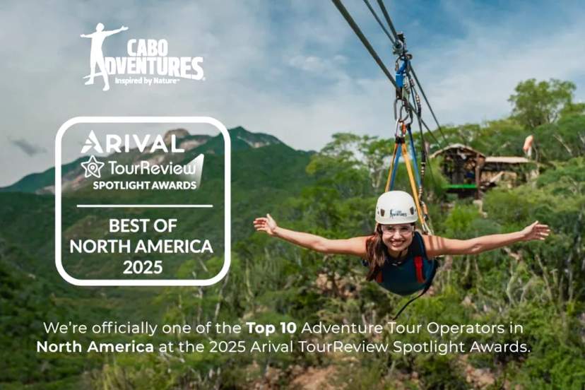 Zipline adventure in Cabo with Cabo Adventures, named a Top 10 Tour Operator in North America 2025