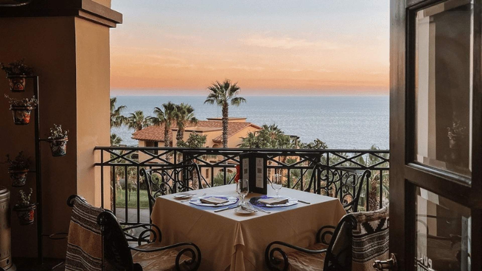 Dinner in a balcony watching sunset